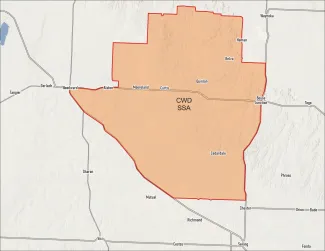 A map of the Woodward SSA in Oklahoma.
