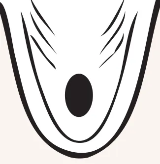 A figure showing the top down view of a smallmouth bass' mouth. There is a tooth patch on the tongue.