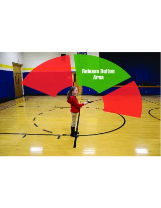 A girl holding a spincast rod/reel. 