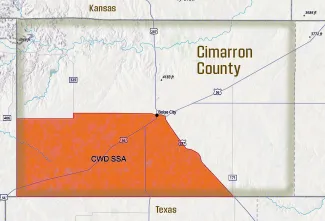 Cimarron County SSA map Feb 2026