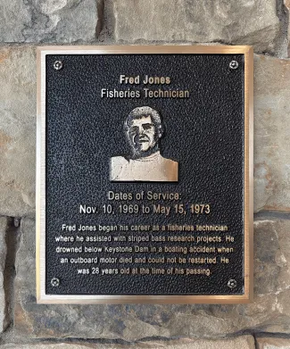 A plaque honoring Fred Jones.