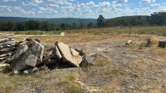 A pile of demolished concrete at the Pushmataha WMA shooting range.
